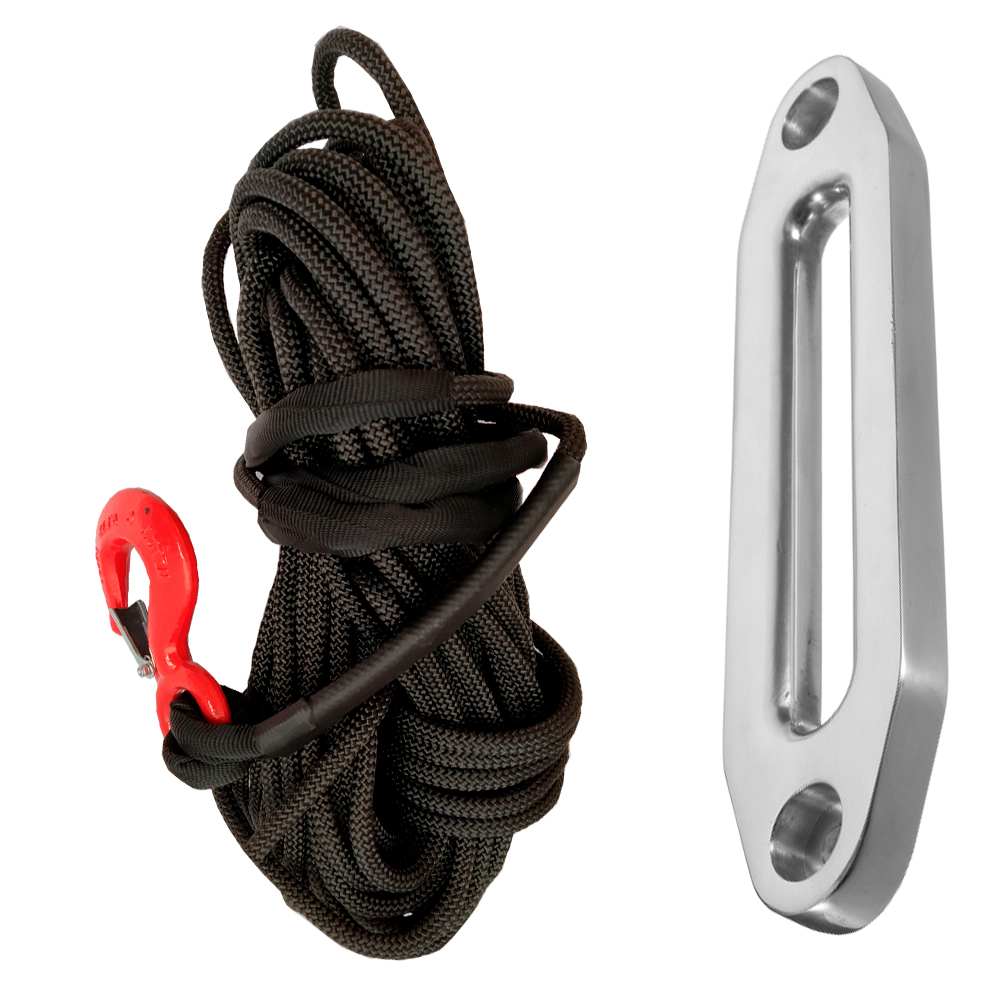 Kit Corda Sintética 12mm de 28 Metros na Cor Preta com Proteção UV + Guia de Alumínio