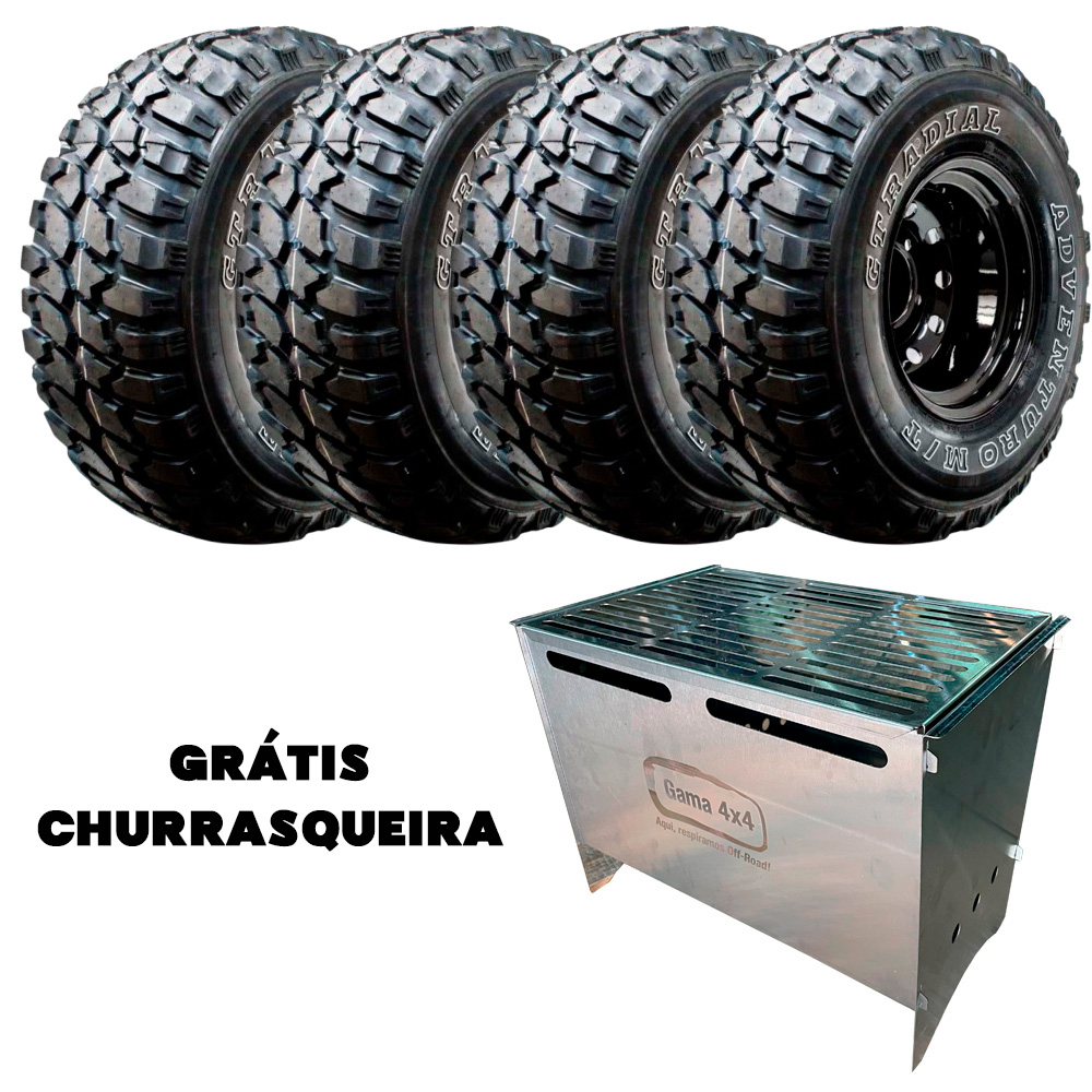 Jogo com 4 Pneus 33x12,5 R15 GT RADIAL Adventuro MT 108Q 6PR + Churrasqueira Grátis