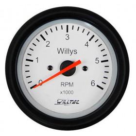Relógio indicador medidor rpm 52mm fundo branco ponteiro laranja aro preto para Jeep Willys