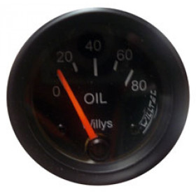 Relogio indicador medidor do oleo 52mm fundo preto ponteiro laranja aro preto para Jeep Willys, Rural e F-75
