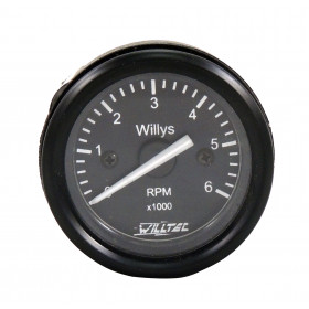 B- Relogio indicador medidor rpm fundo preto ponteiro branco aro preto para jeep willys CJ2 / CJ3 / CJ5