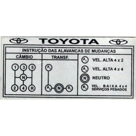 Placa Toyota em aluminio de identificação das marchas ( Toyota 5 Marchas )(Plaqueta)