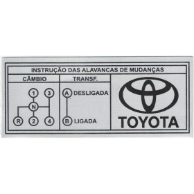 Plaqueta / Placa Toyota em alumínio de identificação das marchas (Toyota 4 Marchas)