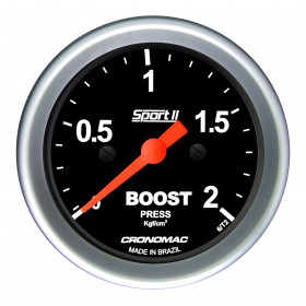 Manômetro de Pressão do Turbo 60mm Mecânico 0-2kg Cronomac - Linha Sport ll