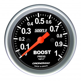 Manômetro de Pressão do Turbo 60mm Mecânico 0-1kg Cronomac - Linha Sport ll
