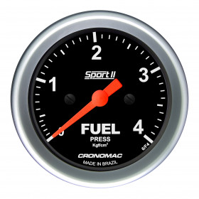 Manômetro de Pressão do Combustível Mecânico 60mm 0-4kg Cronomac - Linha Sport ll
