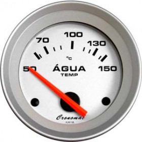 Termômetro Elétrico de Água Cronomac 52mm Linha Racing - Aro e Fundo em Alumínio Escovado