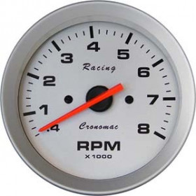 Relógio Contagiros Cronomac 85mm / 8RPM - Linha Racing - Aro e Fundo em Alumínio Escovado