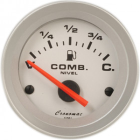 Relógio Elétrico Indicador de Nível de Combustível Cronomac Racing 52mm - Aro e Fundo em Alumínio escovado