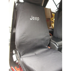 Capa protetora em neoprene para bancos dianteiros Jeep Willys na cor preta com o logo Jeep em grafite ( o par )