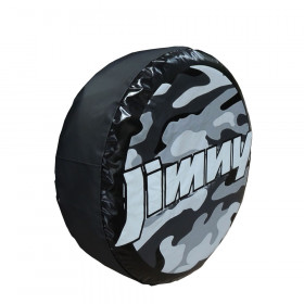 Capa de estepe com cadeado (Jimny Camuflada Cinza) aplicação Suzuki Jimny original, Pneu 205 a 235