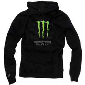 Moletom Monster Energy Tamanho G preto felpado com ziper, capuz e bolso na frente modelo Oficial do motocross e off-road