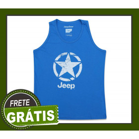 Camiseta regata Orignal Jeep Feminina Azul modelo Estrela militar