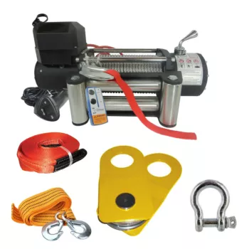 Combo Guincho Winch 9000lb Pro Line + Cinta Reboque 5M 3T + Cinta 5M 5T