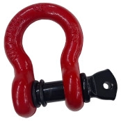 Anilha Manilha Curva 3/4" Vermelho e Preto Reforçada c/ Pino Roscado 4x4 Off Road p/ Cinta Reboque e Ponto de Ancoragem