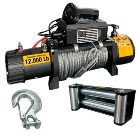 Guincho Elétrico 12.000 lbs PRÓ + Controle com Fio, Cabo de Aço Dissipador de calor
