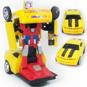Carrinho Camaro Amarelo Vira Robô Transformers (Bate e Volta)