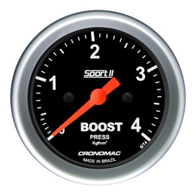 Manômetro de Pressão do Turbo 60mm Mecânico 0-4kg Cronomac - Linha Sport ll