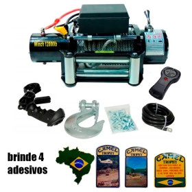 Guincho Elétrico Winch 12.000lbs 5.400 KG com 2 Controles Cabo de Aço - 