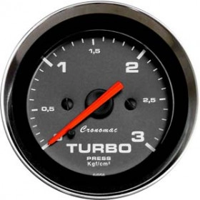 Pressão do Turbo 3 Kgf/cm² ou 4 Kgf/cm²  - ø=52mm - Cronomac Linha Croma Preto