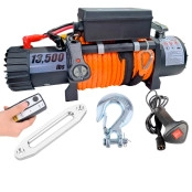 Guincho Elétrico 13.500lbs Cabo de Kevlar 10,9 mm Carbon U.S.A. c/ 2 Controles p/ Jeep Rural F75 Troller L200 Hilux Band