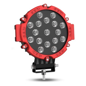 Farol de Milha Led 17,5cm com Armação Vermelha 51W / 17 LEDs  - 200 mts de Alcance Fog Lights AUS - Unidade