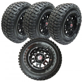 Combo: 4 Pneus 305/70 R16 Mud Terrain + 4 Rodas de Liga 16x8 Aro 16 6 Furos de 139,7 Ideal para Hilux, Ranger Triton, Tr