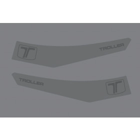 Adesivo para-choque dianteiro original cinza, 02 Adesivos Cinza Jateado com Loto T e Logo Troller ano 2015