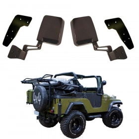 Retrovisor Modelo Wrangler com Espelho para adaptação em Jeep Willys com Suporte e Espelho - O PAR