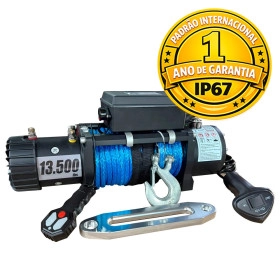 Guincho Elétrico 13.500 lbs Kevlar Azul + 2 Controles + Roletado + Dissipador