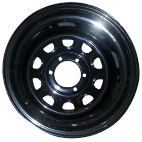 Roda Daytona Black em Aço, para Land Rover defender 90, 110 e 130,de 1950 à 1999 Inmetro  LI14/1683875-3  15x8 5 Furos de 165 PRODUTO IMPORTADO SOB ENCOMENDA  ENVIO EM 25 DIAS