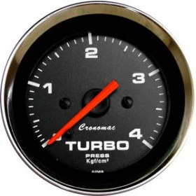 Pressão do Turbo 3 Kgf/cm² ou 4 Kgf/cm²  - ø=60mm - Cronomac Linha Croma Preto