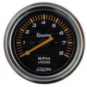 Relógio Medidor Contagiro 8000 RPM 2/4/6/8cc Universal (c/ aj. de marcha lenta) ø=125mm Carbono  (W40.808R)