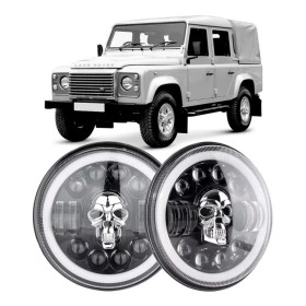 Farol de LED Angel Eyes Caveira 12V Jeep Willys Wrangler Rural F-75 Troller Opala Fusca Bandeirante - O Par