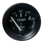 B- Relogio indicador medidor temperatura mecânico fundo preto ponteiro branco aro preto para jeep willys CJ2 / CJ3 / CJ5