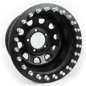 Roda com Bead Lock Modular Black em Aço (Estilo Mangels) 15x8, 5 Furos de 139.7 para Willys, Rural, F100, Niva e Suzuki