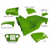 Carroceria em Fibra   Verde Limão Jeep Willys 55 à 83 Cj5 (Completa sem o quadro) - Cor especial sob encomenda (Não Prec