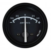 Relógio Amperímetro para Javali modelo original 60mm +/- 50a Fundo Preto, Grafia Branca, Ponteiro Branco
