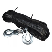 Cabo de Kevlar Preto 28mts 10mm com 2 Ganchos, Ideal para Reboque, Resgate