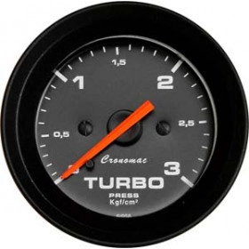 Pressão do Turbo 3 Kgf/cm² ou 4 Kgf/cm²  - ø=52mm - Cronomac Street Preto
