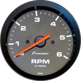 Contagiros Cronomac 52mm / 6RPM - Linha Street - Fundo Preto / Ponteiro Laranja - Universal
