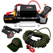 Guincho Elétrico Winch 12.000lbs / 5400 Kg. c/ Corda Naval Verde + Controle  p/ Jeep Rural F75 Troller Toyota Bandeirant