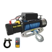 Guincho Elétrico 12.000 LBS Cabo Kevlar Azul com Gancho, Anilha Especial e Dois Controles Remotos