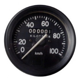 B- Relogio indicador medidor velocimetro 0 a 100 fundo preto ponteiro branco aro preto para Jeep willys CJ2 / CJ3 / Cj5