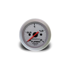 Manômetro de Pressão do Turbo 52mm Linha Racing Mecânico na cor Prata