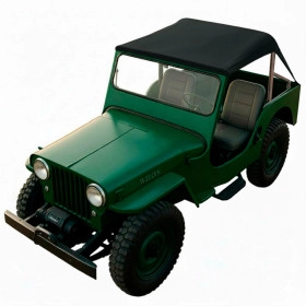 Toldo Jeep Willys CJ3 Preto Modelo Verão Lona de Capota com Alta Resistência