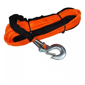 Cabo Sintético Kevlar com Gancho p/ Guincho 28mts 10mm 8.500lbs 12.000lbs 13.500lbs - Laranja
