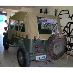 Capota Jeep CJ6 Bernardão 2 Portas Semi Conversível Bege Iraque Completa Acompanha Portas e Janelas