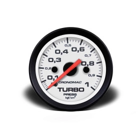Manometro de Pressão do Turbo 1Kg com Fundo branco e Ponteiro Laranja