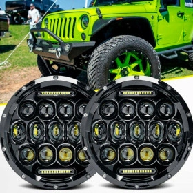 Farol de led Angel Eyes 12 LEDS 70 W para Jeep Willys Wrangler Rural F-75 Troller Bandeirantes Fusca Samurai